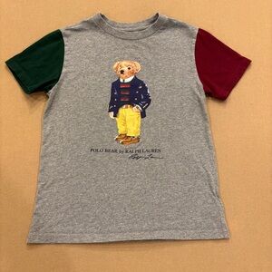 Polo Bear by Ralph Lauren Color Block Sleeve Shirt Sleeve Tee Heather Grey Sz 7